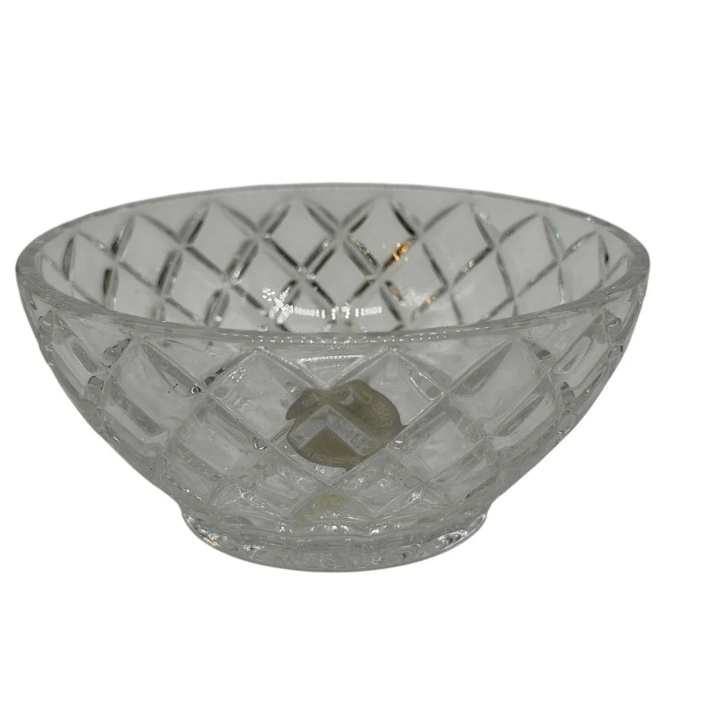 Lenox Fine Crystal Bowl Diamond Cut Glass Serving Dish Czech Republic Excellent